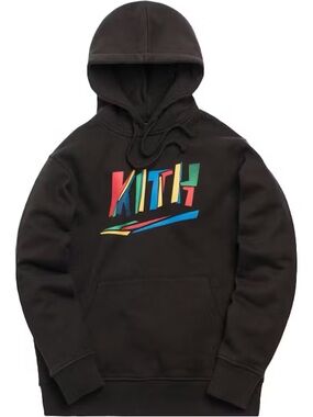 Kith Fractured espresso Hoodie with Multicolor Graphic Logo